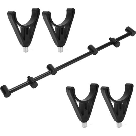 Support de canne à pêche pour carpe, support de barres Buzz, 4 têtes, 45 cm, noir, idéal pour la pêche en extérieur (1/5)