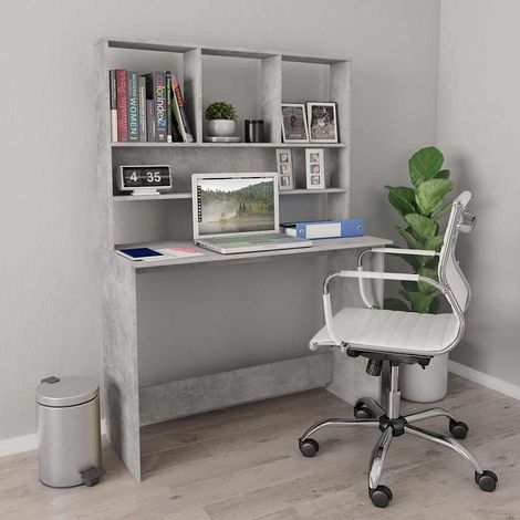 vidaXL Bureau avec étagères Gris béton 110 x 45 x 157 cm Aggloméré (1/5)