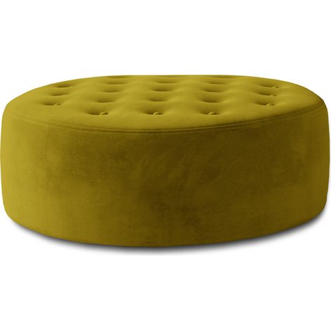 Pouf rond matelassé velours vert anis Styla 70cm (1/4)