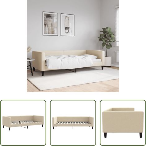 Canapé-lit - Lit de repos sans matelas crème 90x200 cm tissu (1/5)