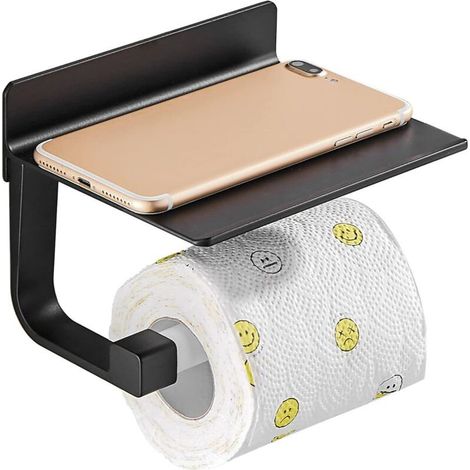 Derouleur Papier Toilette Porte Papier Toilette Mural Support Papier Toilettes, Métal Noir (1/5)