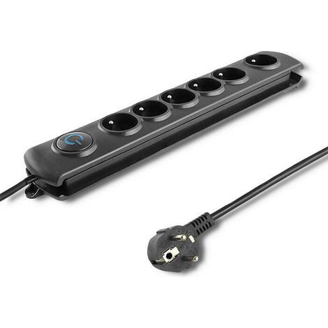 Regleta protectora contra sobretensiones Qoltec  6 enchufes  5 m  Negra (1/4)