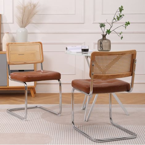 sedia girevole da pranzo marrone PU ergonomica moderna OKMYHOME (1/5)