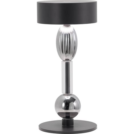 Zafferano Royal Family Wi-Fi - Lampada da Tavolo Led Ricaricabile Smart, Dimmer Touch, 36h Autonomia - Alluminio Titanio e Vetro Soffiato