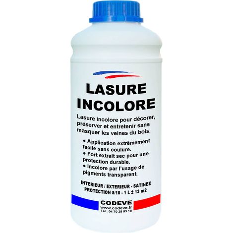 Lasure Incolore - 1 L - Codeve Bois - Pour Garder La Transparence Des Veines Du Bois Sans Les Masquer.