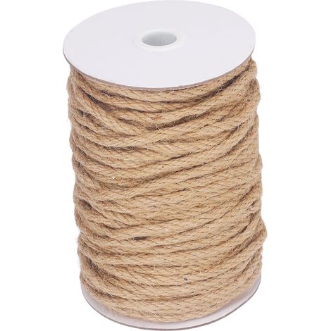 Corde en Chanvre 6mm Rouleau de 50m, 4 Torons Fibre Naturelle, Corde Tressée Polyvalente pour DIY, Décoration Maison & Artisanat (1/5)