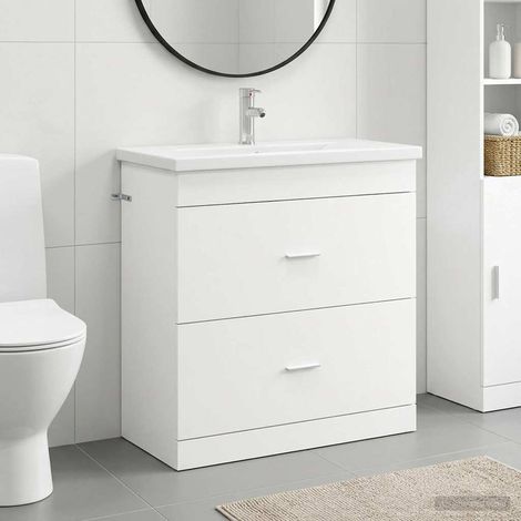 vidaXL Badezimmermöbel-Set Weiß 81 x 40 x 84,5 cm Holzwerkstoff (1/5)