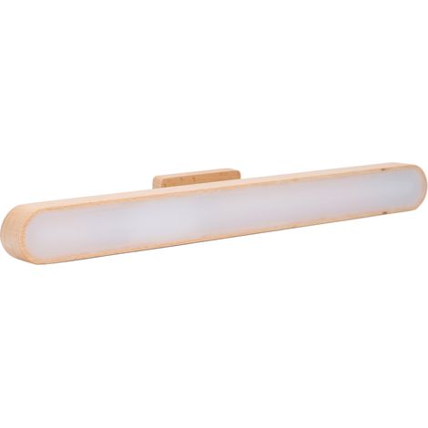 Lampe de coiffeuse rotative à 360° en bois, tactile, à intensité variable, rechargeable par USB et magnétique, à fixer au-dessus du miroir, pour chambre, salle de bain ou meuble-lavabo. (1/5)