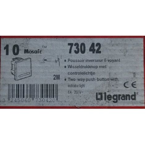 Legrand 73042 – Inverter-Drucktaster mit Kontrollleuchte – 6 A – 250 V