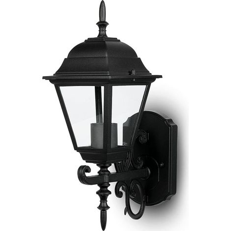 Lampe lanterne LED V-TAC, petite douille E27 (max. 60 W), orientée vers le haut, noire, IP44 (1/5)