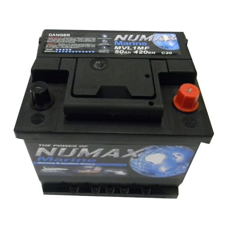 Numax – Batterie de démarrage 12V 50Ah – MVL1MF – CCA 420A pour camping-cars et bateaux – Technologie CA/CA épaisses (1/2)