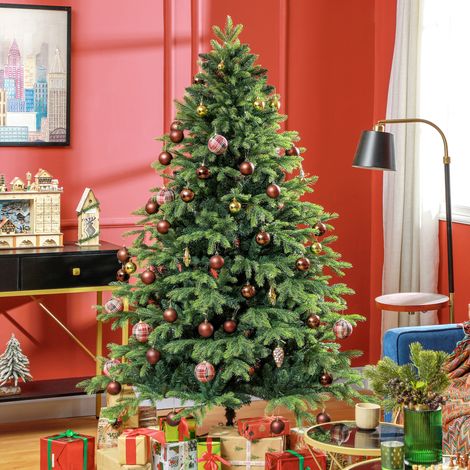 Sapin de Noël artificiel, aspect réaliste, ignifugé, pied en métal stable, 183 cm, vert (1/5)