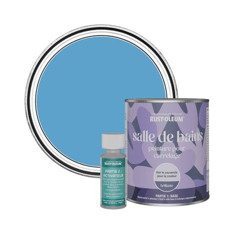 Peinture pour Carrelage de Salle de Bain, Finition Brillante - Céruléen 750ml (1/2)