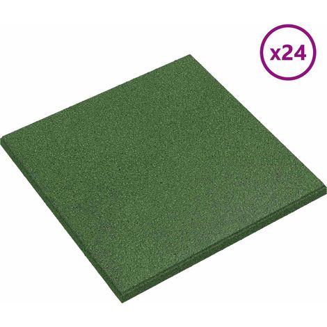 vidaXL Losas de Protección contra Caídas 24 uds. Verde 50 x 50 cm Goma (1/2)