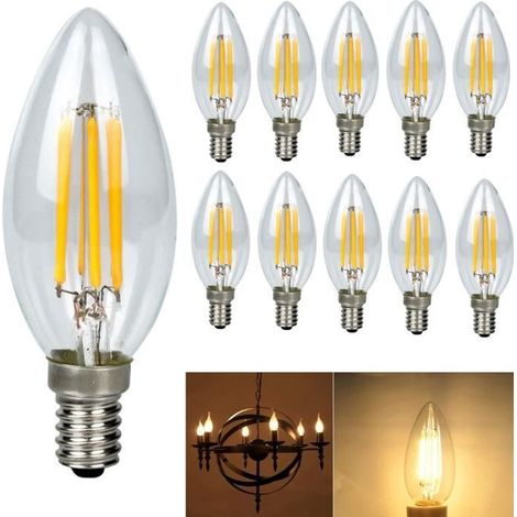 Ampoule LED Bougie E14 4W 400LM Blanc Chaud 3000K Non Dimmable 10x AC220V (1/4)