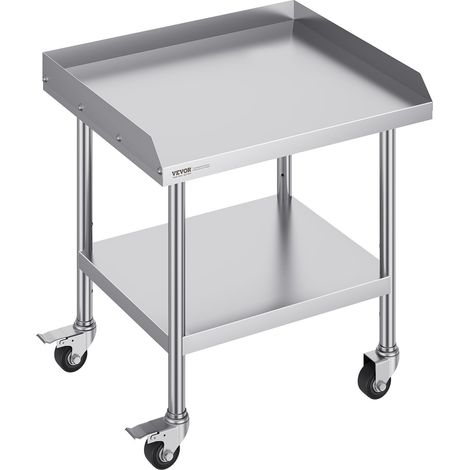 Table de Travail en Acier Inoxydable 61 x 71,1 x 75,2 cm, Table de Préparation des Aliments Robuste avec 4 Roulettes, Hauteur Réglable, Meuble de Rangement pour Cuisine Restaurant Maison (1/5)
