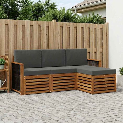 vidaXL  Outdoor Sofa Set  with Cushion 4 pcs Natural and Anthracite
