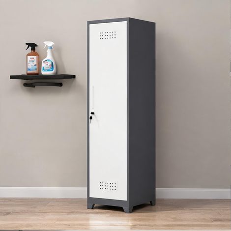 Armoire de nettoyage métallique grise avec porte verrouillable (1/5)