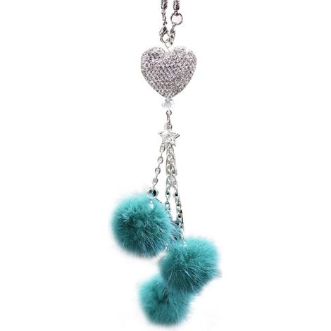 Housse de rétroviseur auto Love Coeur et Pompon Rose Strass Cristal Accessoires de voiture Décor miroir (1/5)