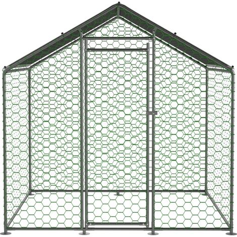 Recinto per galline 203 x 197 x 200 cm con serratura e telo PE impermeabile (1/5)