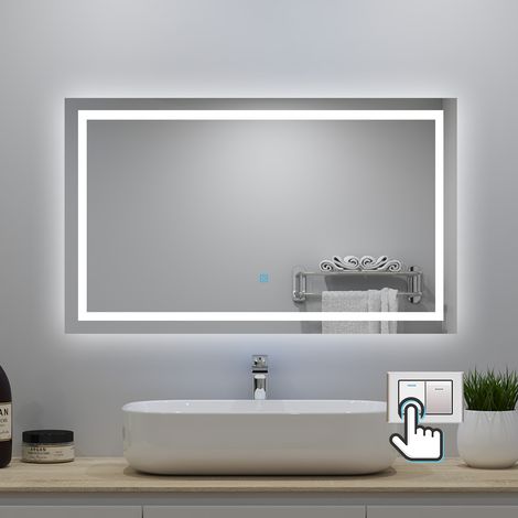 Ocean LED Miroir de salle de bain 100x60 cm Tris couleurs dimmable avec anti-buée et fonction mémoire (1/5)