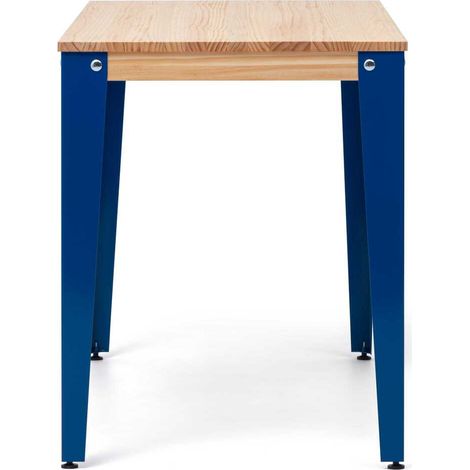 Mesa Lunds Cuadrada 70x70x75cm Azul en madera maciza de pino acabado natural estilo nórdico industrial Box Furniture