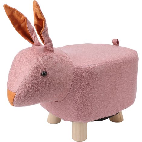 Repose-pieds mignon en forme d'animal, avec coussin rembourré doux et pieds antidérapants. Petit repose-pieds pour enfants et adultes. Lapin rose. (1/5)