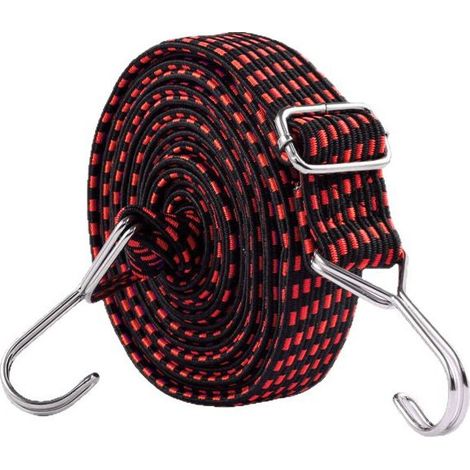 Cuerda de amarre ajustable de alta elasticidad de 4 m, correa de sujeción para equipaje, adecuada para bicicletas y sujeción de carga (roja) (1/5)