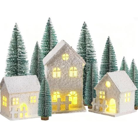 Villaggio Natale Legno LED Set 12 Pezzi Beige 20 cm (1/5)