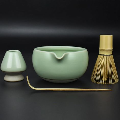 Ensemble Matcha 4 pièces – Ustensiles en céramique japonaise – Fouet à mousse – Cyan (1/5)