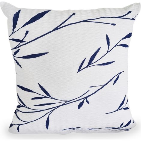 Federa in corteccia 40x40 cm, bianca, blu navy, foglie di tè (1/2)
