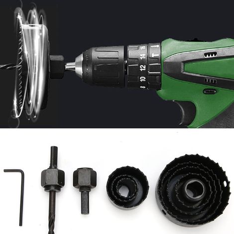 Kit de scie cloche pour le travail du bois, pour panneaux PVC, foret M42, ensemble d'outils de perçage (11 pièces, noir)