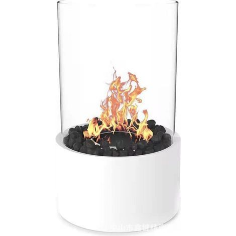 Cheminée de Table au bioéthanol, Feux de cheminée chauffants, Poêle chauffante portative pour l'intérieur et l'extérieur, idée Cadeau pour la Maison et Le Jardin (Blanc) (1/5)