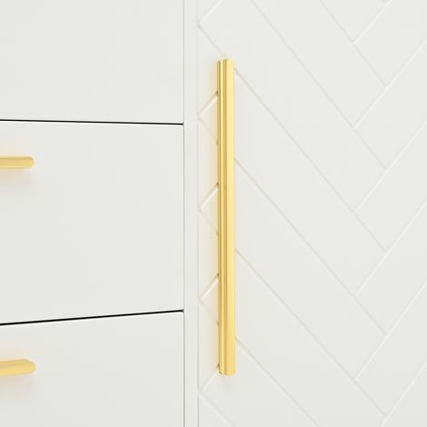 Superbe buffet élégant en blanc, avec un motif à motifs de nacres. Il comporte 2 portes et 3 tiroirs. Parfait pour les salles à manger, les cuisines et les salons. Couleur : blanc. (1/5)