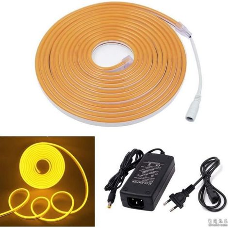 Ruban LED Néon - Jaune - 5M - IP65 étanche - Chambre, Salle de Jeux, Anniversaire, Fête de Noël (1/4)