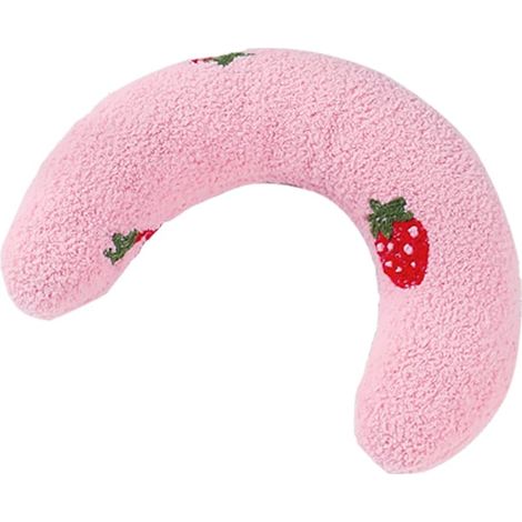 Katzenspielzeug, Plüschtiere für Hunde, Plüsch-Nackenkissen für Welpen, geeignet für kleine Hunde und Katzen, stützt die Wirbelsäule, beruhigt – rosa Erdbeermuster (1/4)