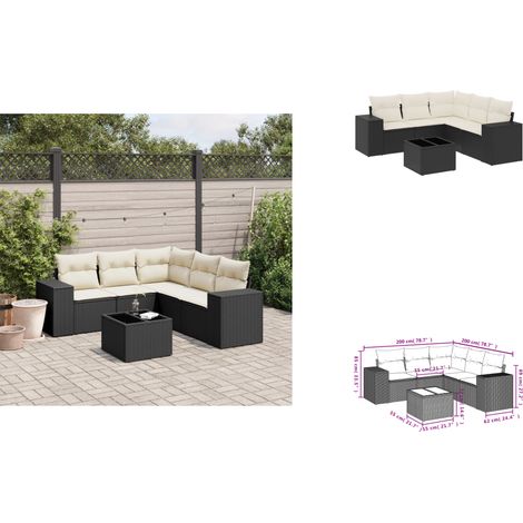 Salon de jardin 6 pcs avec coussins noir résine tressée - Ensemble Salon De Jardin - Meuble De Jardin - Résine Tressée - Rotin Synthétique - Mobilier Extérieur (1/3)