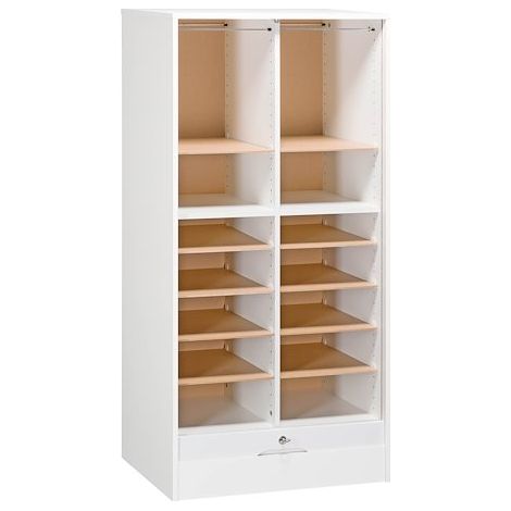 Classeur à rideau bois double blanc hauteur 140cm - Maxiburo (1/5)