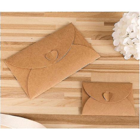 Lot de 100 mini-enveloppes kraft brunes pour cartes cadeaux et cartes de visite, 17,5 x 11 cm (1/5)