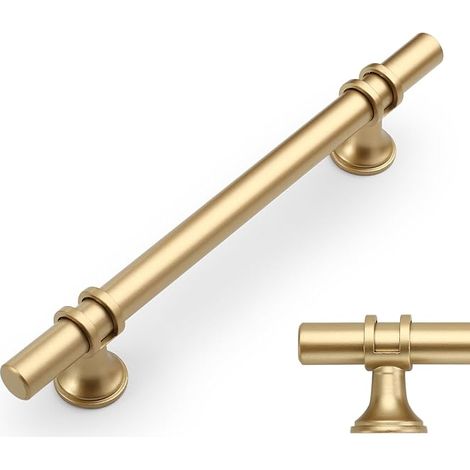 10 Stück goldene Küchenschrankgriffe 128 mm, Aluminiumlegierung, Möbelgriffe mit Schrauben, für Schubladen, Schränke und Kommoden (1/4)