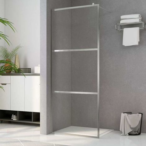 vidaXL Écrans de douche Argenté 115 x 195 cm Verre et aluminium (1/5)