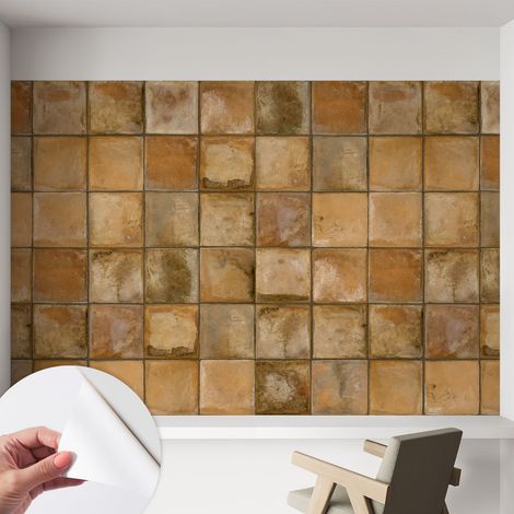 Papier peint autocollant avec imprimé décoratif pour salon et chambre à coucher Installation facile Mosaïque rustique 152x104 cm (1/5)