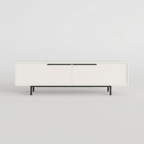 Mueble TV Myris con puertas y patas de metal - Blanco (1/4)