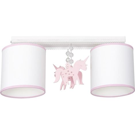 Plafonnier UNI Milagro 2xE27 rose/blanc en tissu 46 cm
