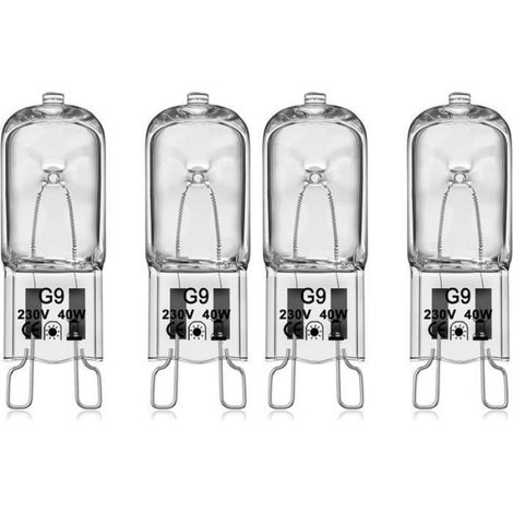Ampoule halogène G9 pour four - - 40W - 230V - Tolérance 300°C - Lot de 4 - Installation facile (1/4)