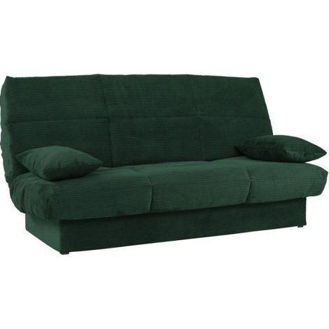 Banquette clic-clac - 3 places - Avec coussins - Tissu Vert -190 x 90 x 92 cm - CLEM (1/5)