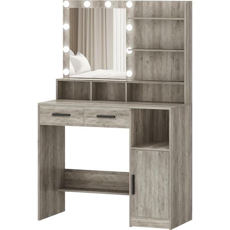 Coiffeuse avec Miroir et 10 Lumières LED Réglables,avec 2 Tiroir (1/5)