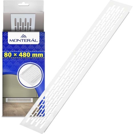 Grille Aeration Rectangulaire 80 x 480 mm Blanche en Aluminium (1/5)