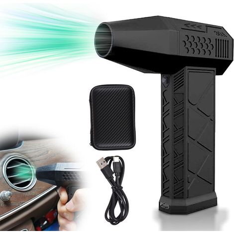 Electric compressed air dust blower, 130,000 rpm, adjustable speed turbo fan, built-in 2 x 1300 mAh rechargeable batteries, cordless portable dry jet blower with suction nozzle (1/5)