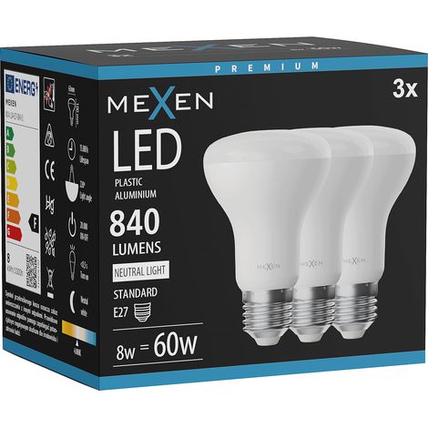 Mexen Nova 3x Ampoule LED E27, R63, 8W, Neutre - 4000K, 840 lm - L104-E27-0840-01x03 (1/5)